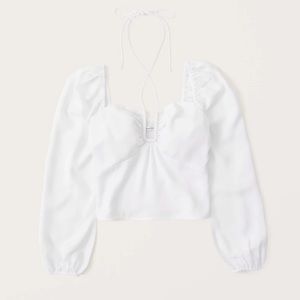 Abercrombie and Fitch Long-Sleeve Faux Silk Cinched Top